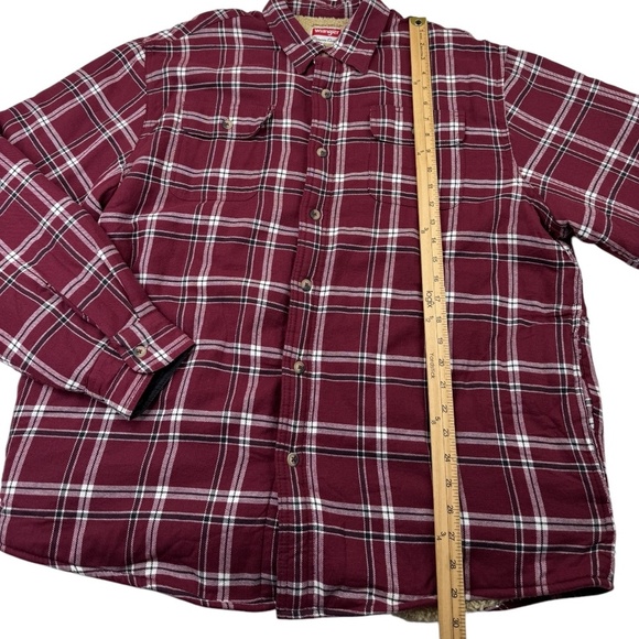 Wrangler Shirt Mens XL Red Plaid Sherpa Lined Shacket Button Up - Picture 8 of 10